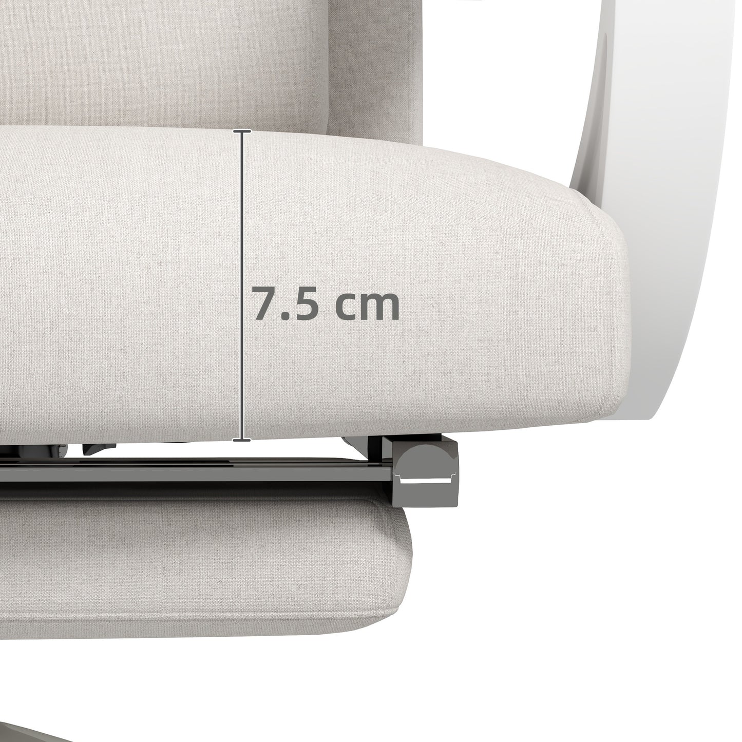 Linen-Look Office Chair, with 160° Reclining Back and Footrest - White