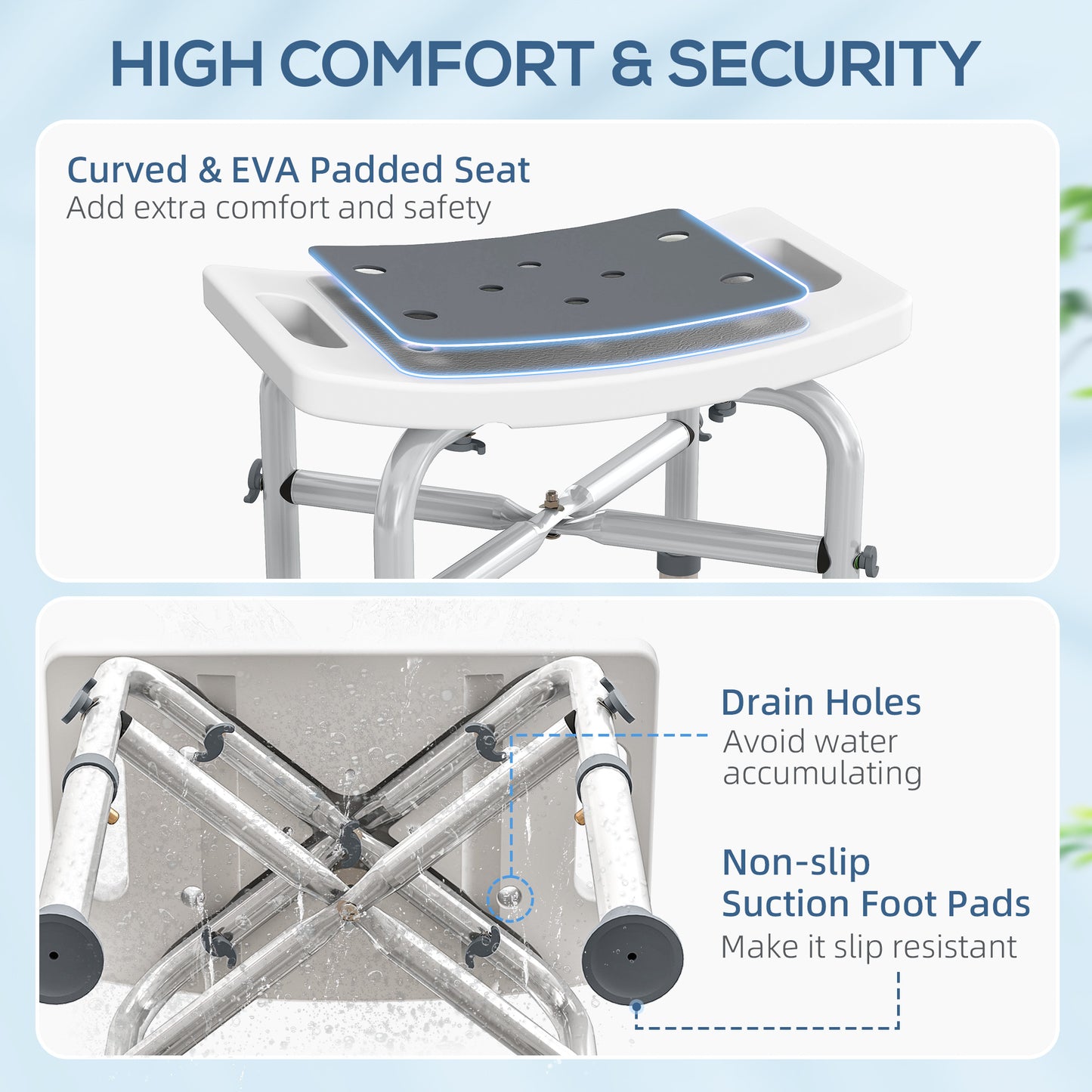 44-51.5cm Aluminium Frame Shower/Bath Stool - Grey