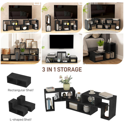 Three-Block Modular TV Stand - Black Wood-Effect