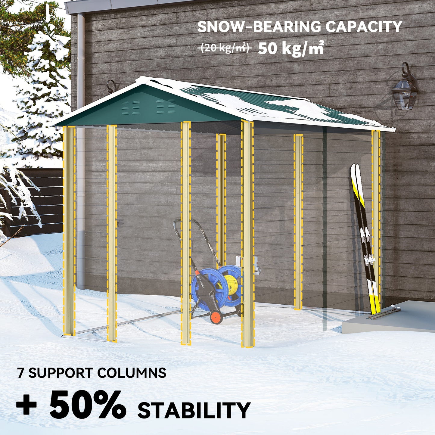 9x 6FT Metal Outdoor Garden Shed, Galvanised Tool Storage Shed w/ Sloped Roof, Lockable Door for Patio Lawn, Green