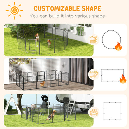 12 Panels Heavy Duty Puppy Playpen, for Small Dogs, Indoor and Outdoor Use - Silver