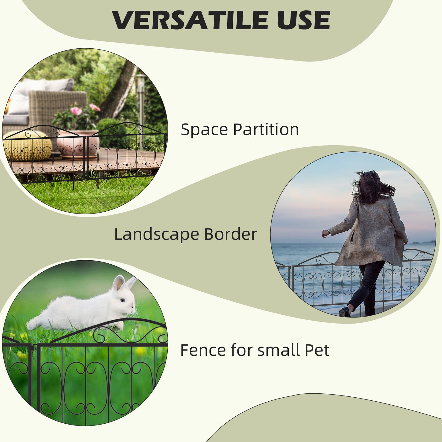Decorative Garden Fencing, 4PCs Outdoor Picket Fence Panels