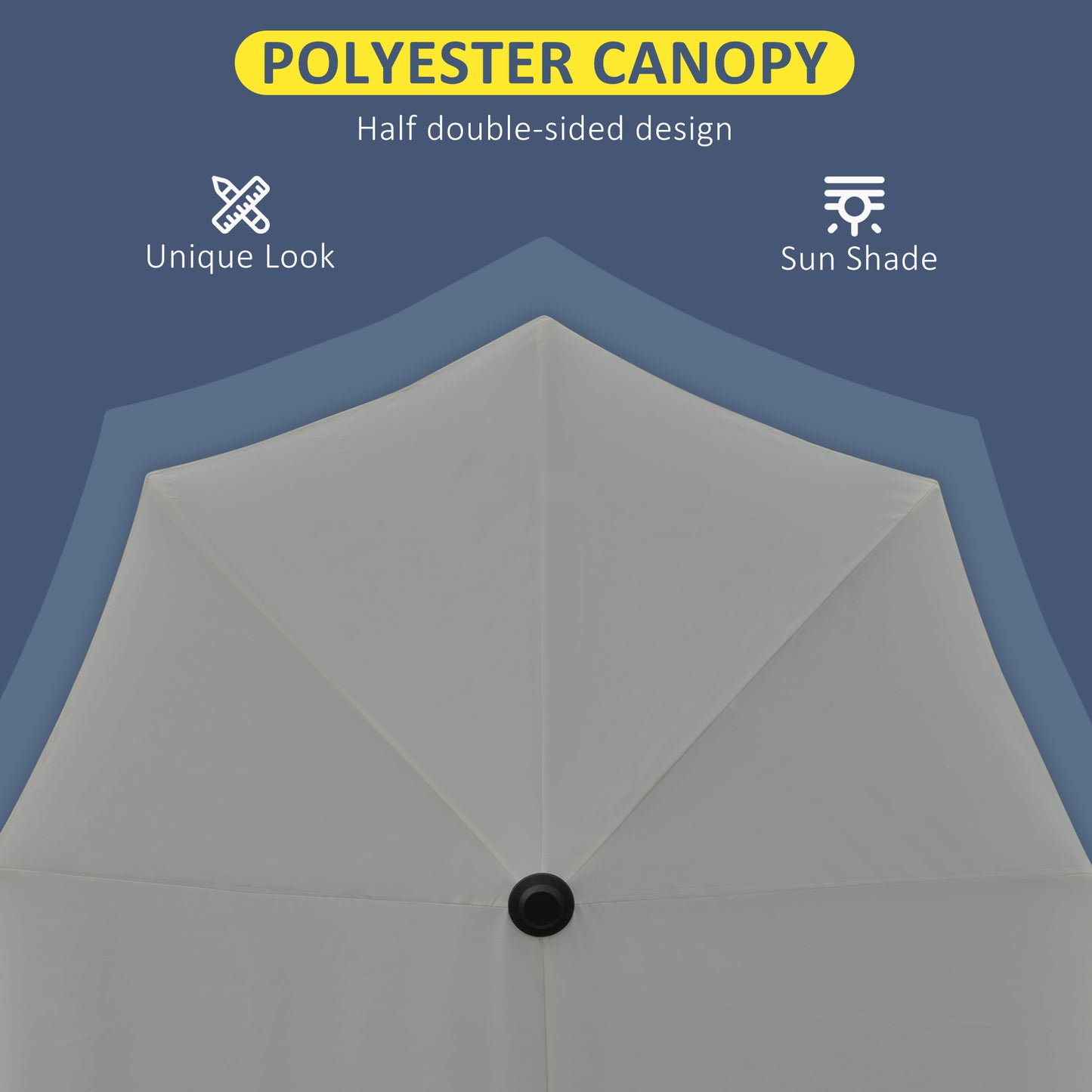 2m Half Parasol Market Umbrella Garden Balcony Parasol with Crank Handle, Base, Double-Sided Canopy, Dark Grey
