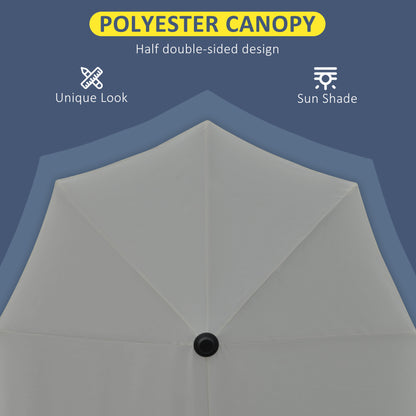 2m Half Parasol Market Umbrella Garden Balcony Parasol with Crank Handle, Base, Double-Sided Canopy, Dark Grey