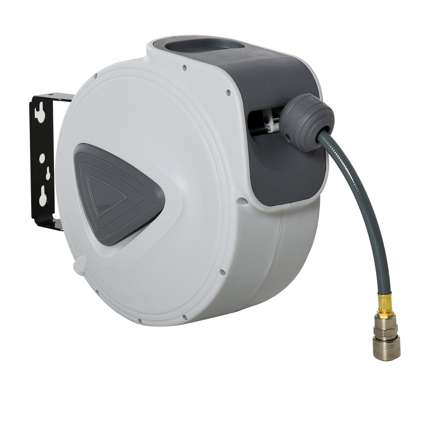 Retractable Air Hose Reel, Wall Mount Auto Rewind Hose- Reel, 15m+ 140cm Diameter 3/ 8" 9.5mm, Connector 1/ 4" BSP, Grey