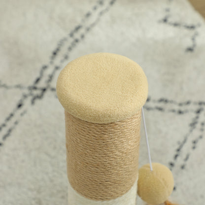 Cat Scratching Post for Indoor Cats, 47cm Tall Cat Scratcher with Jute Sisal Rope, Hanging Toy Ball, Feather, Brown