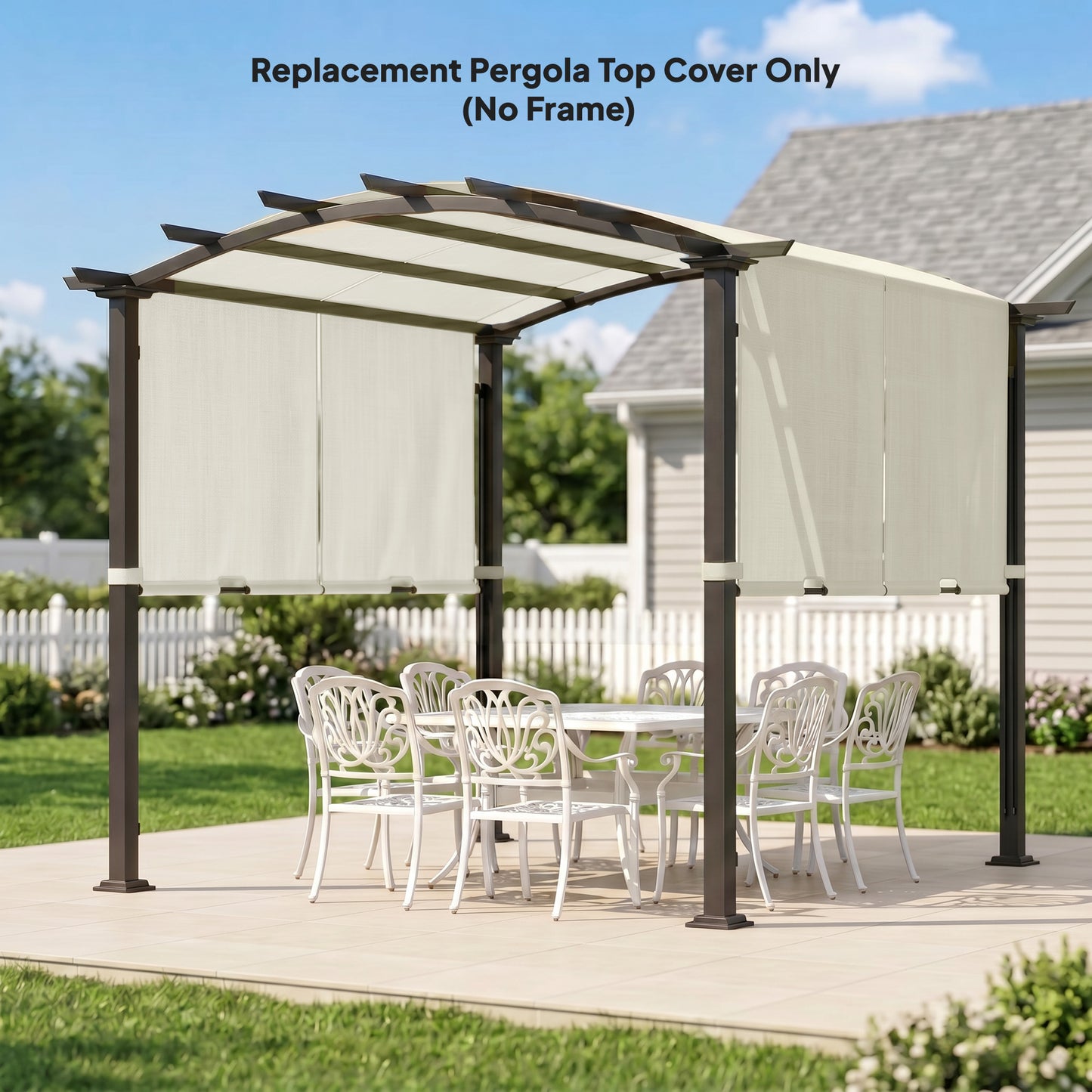 2 Pcs UV Protection Pergola Replacement Canopy, Pergola Shade Cover, Easy to Install, for 3 x 3(m) Pergola, Cream White