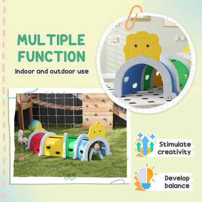 Kids Play Tunnel with Lion Design for 3-6 Years, Crawling, Climbing, Indoors & Outdoors