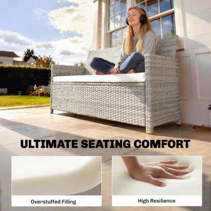 Outdoor Seat Cushion Pads for Rattan Furniture, 3 PCs Garden Furniture Cushions, Cream White