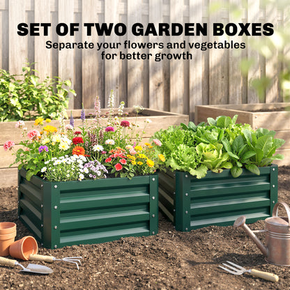 Set of Two 60 x 60cm Steel Planter Boxes - Green