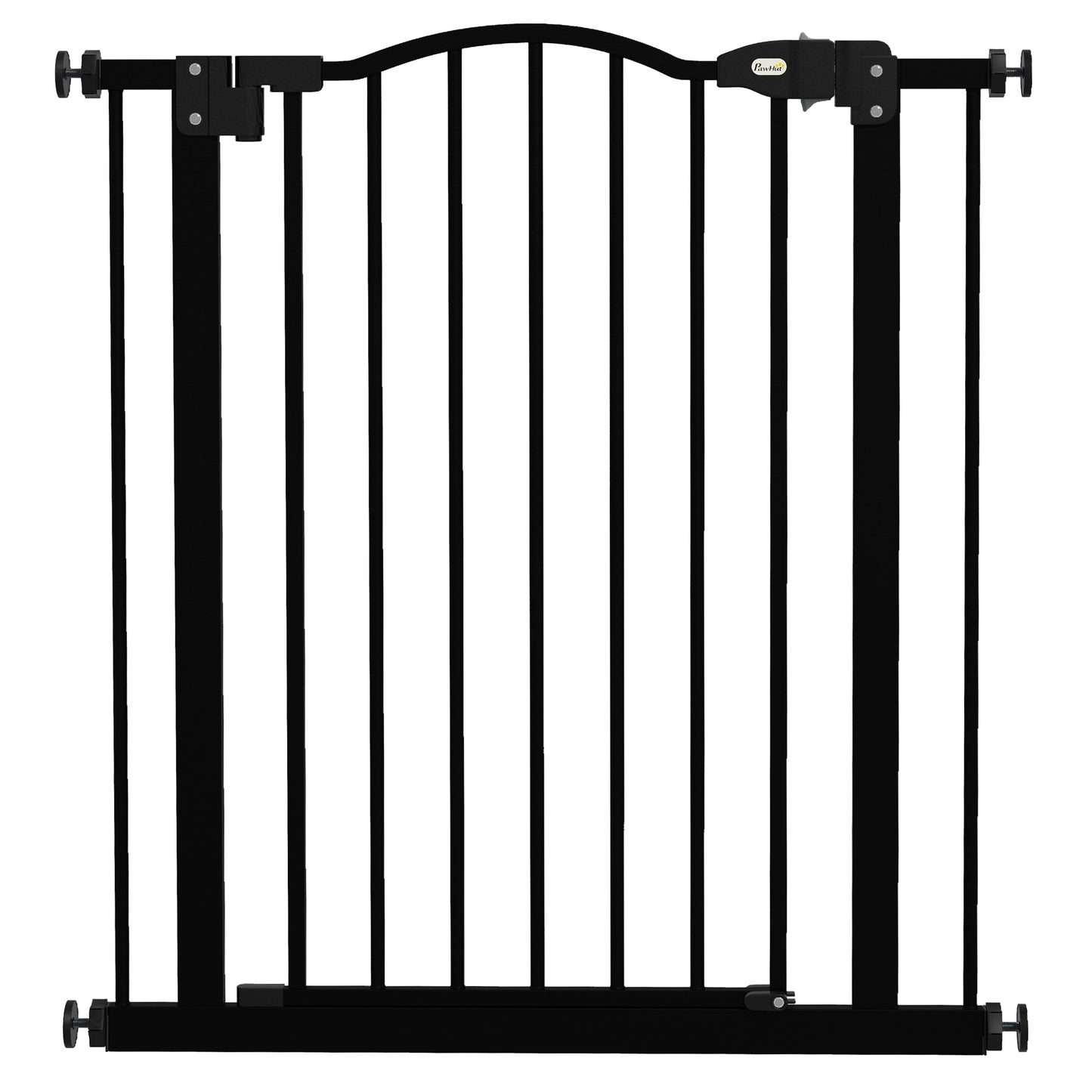 Metal 74-80cm Adjustable Pet Gate Safety Barrier w/ Auto-Close Door Black