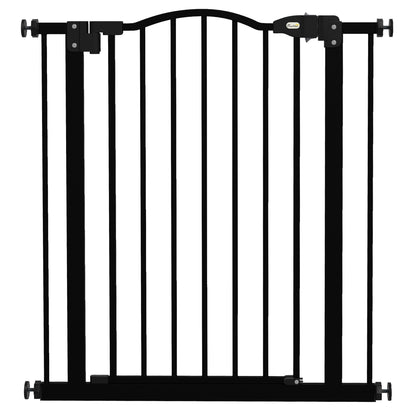 Metal 74-80cm Adjustable Pet Gate Safety Barrier w/ Auto-Close Door Black