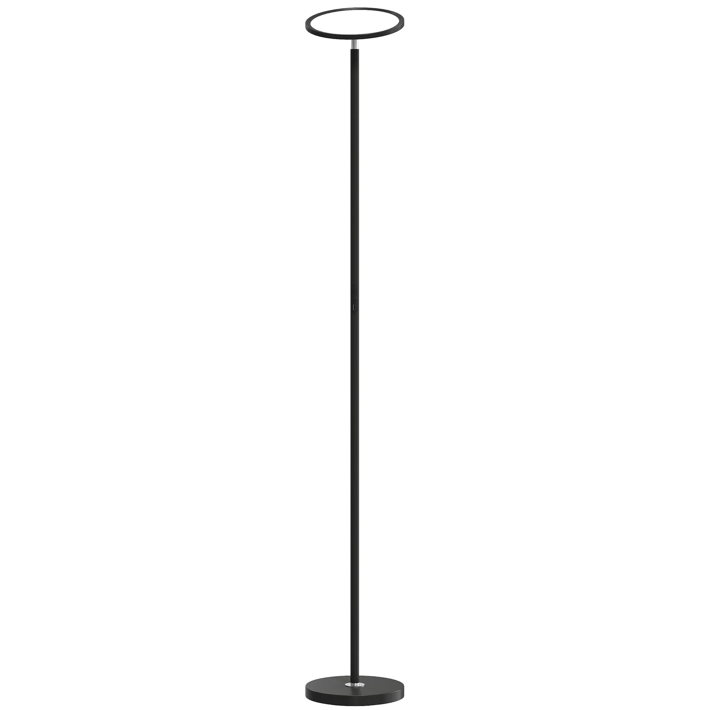 Uplighter Floor Lamp with Tuya App and Music Sync, Standing Lamp with Adjustable Head for Living Room Bedroom, Black