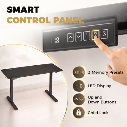 72-118cm Adjustable Electric Standing Desk with LED Display - Black