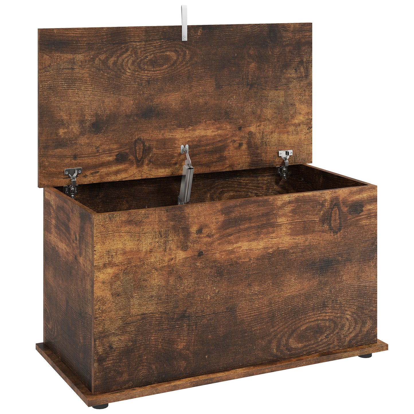 Storage Chest, 102L Blanket Box, Shoe Bench Safety Hinged Lid, Bed End Bench for Bedroom, 80 x 40 x 45cm, Rustic Brown