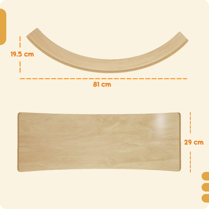 Wooden Balance Board for Kids, Wobble Board with Silent Felt for Sensory Play, Orange