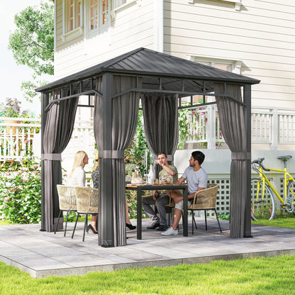 2.5 x 2.5 m Hardtop Gazebo with Galvanised Steel Roof, Waterproof Permanent Pavilion Garden Gazebo