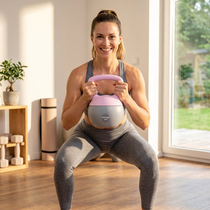 8KG Soft Kettlebell, Kettlebell with Non-Slip Handle for Home Gym, Weight Lifting, Strength Training, Purple/Grey
