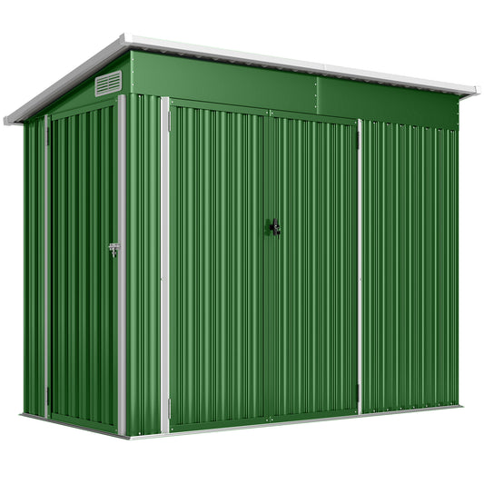 7.5 x 4.3ft Metal Garden Storage Shed, Waterproof Outdoor Shed with Triple Lockable Door, Gloves, Vents, Green