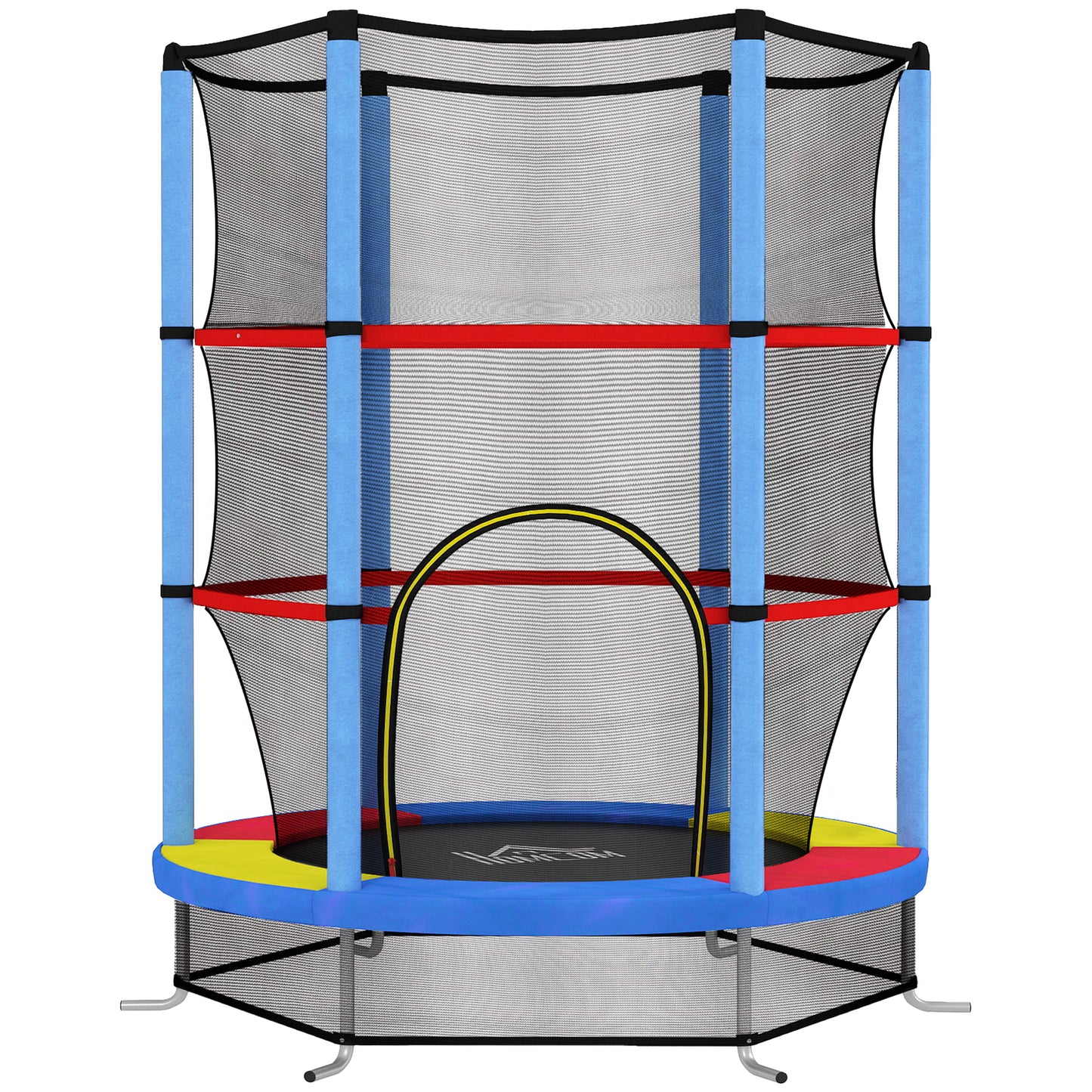 Kids Trampoline, with Enclosure Net, Steel Frame, for Ages 3-6 Years - MultiColoured