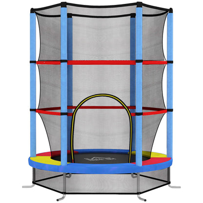 Kids Trampoline, with Enclosure Net, Steel Frame, for Ages 3-6 Years - MultiColoured