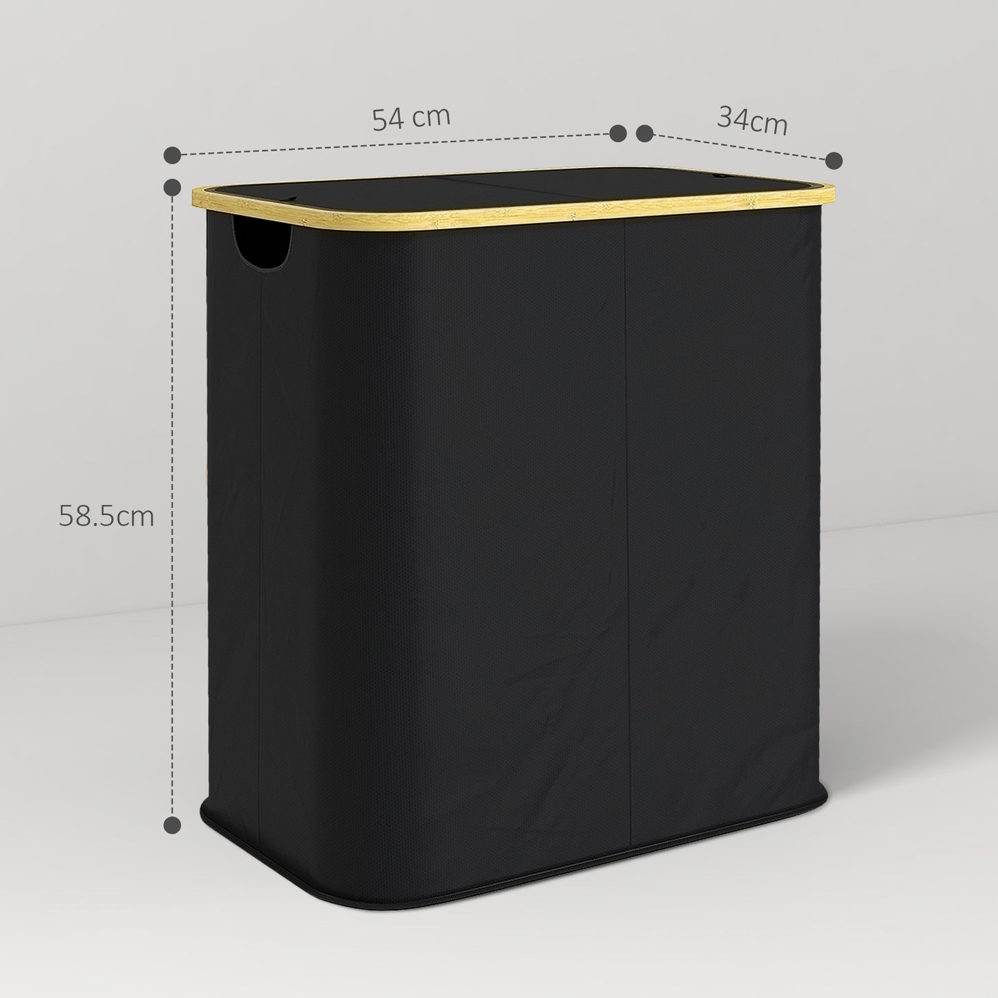 Double Laundry Basket With Lid, 80L Collapsible Laundry Hamper with Groove Handles, Washing Basket for Bathroom, Bedroom