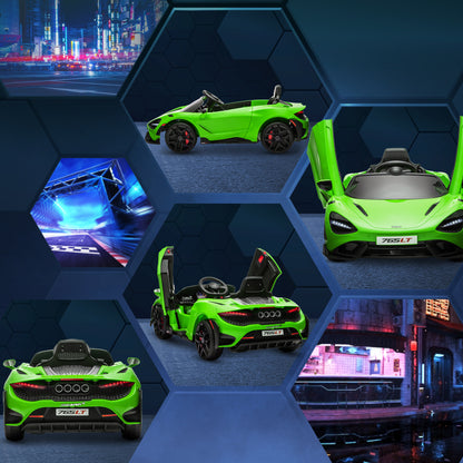 McLaren 765LT Licensed 12V Kids Electric Ride on Car with Butterfly Doors, Remote Control, Transport Wheels, Green