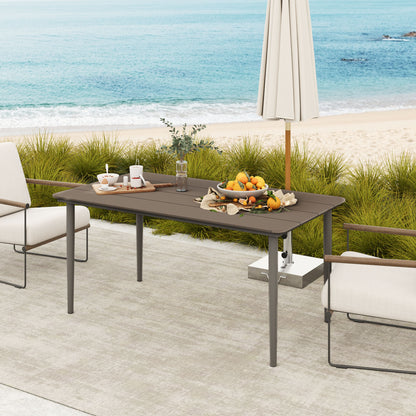Garden Table, Outdoor Dining Table for 6 People, 160 x 90 x 74 cm, with Rust Resistant Metal Frame, WPC Top, for Balcony