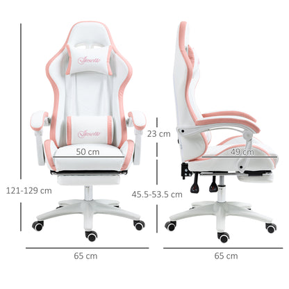 Gaming Chair, Computer Gamer Chair with Reclining High Back, Headrest, Lumbar Support, Footrest, Swivel Wheels, PU Leather