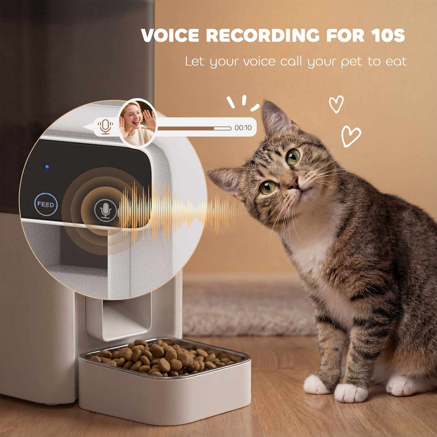 Automatic Cat Feeder, 4.5L WiFi Cat Food Dispenser with Timer, Programmable 1-10 Meals, Auto Pet Feeder