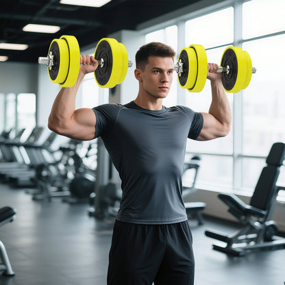 20KGS 2-In-1 Dumbbell & Barbell Adjustable Set Strength Muscle Exercise Fitness Plate Bar Clamp Rod Home Gym Sports Area