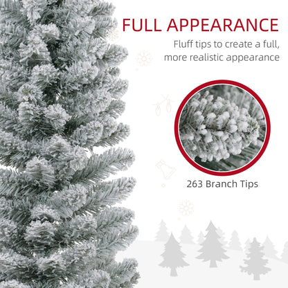 5ft Artificial Snowy Pencil Christmas Tree - White