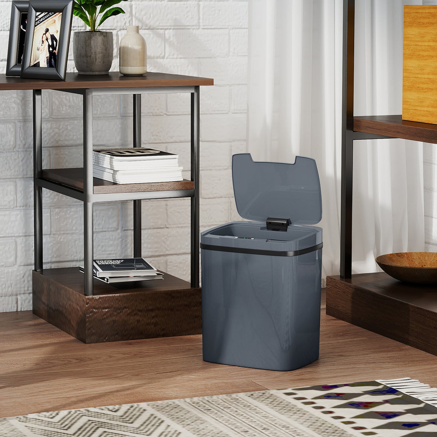 15L Sensor Bin, Automatic Touchless Kitchen Bin, Easy Clean, Battery Operated for Home Office, Bedroom, Bathroom, Grey