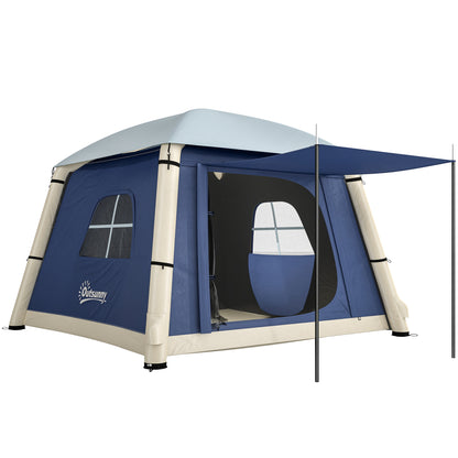 Inflatable Camping Tent w/ Hand Pump, Easy Setup 1/2 Person Blow Up Tent, Dark Blue