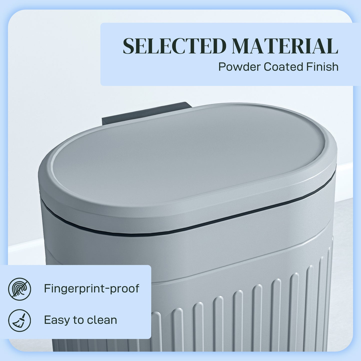 20L Metal Kitchen Bin, with Soft-Close Lid - Grey