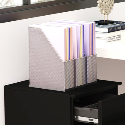 3-Drawer Vertical Filing Cabinet with Pencil Tray, Lock and 5 Wheels, Steel Mobile File Cabinet, for A4