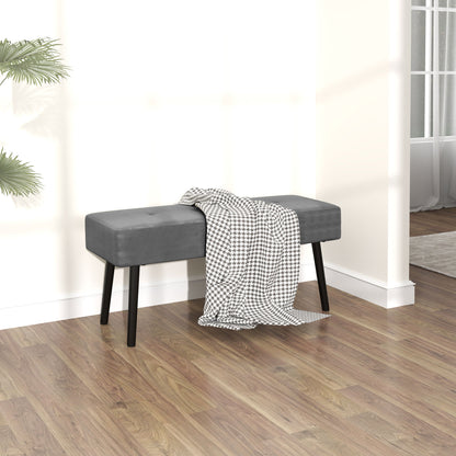 End of Bed Bench, Corduroy Bedroom Bench with Thick Padding and Steel Legs, Tufted Window Seat for Entryway, Living Room