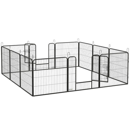 12 Panels Heavy Duty Puppy Playpen, for Small Dogs, Indoor and Outdoor Use - Silver