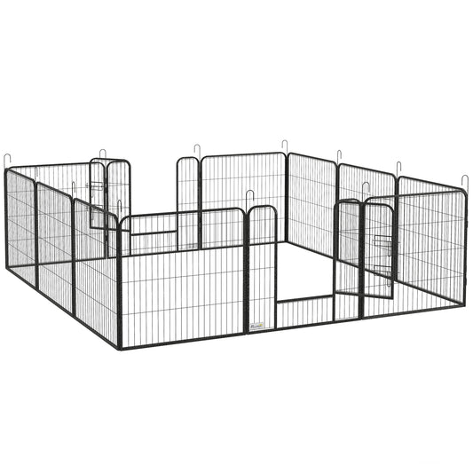 12 Panels Heavy Duty Puppy Playpen, for Small Dogs, Indoor and Outdoor Use - Silver
