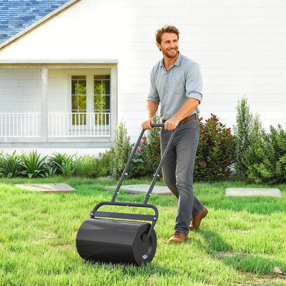 38L Fillable Cylinder Steel Lawn Roller - Black