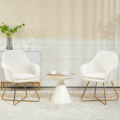 Set of Two Boucle Dining Chairs - Cream
