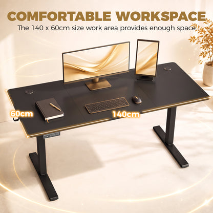 72-118cm Adjustable Electric Standing Desk with LED Display - Black