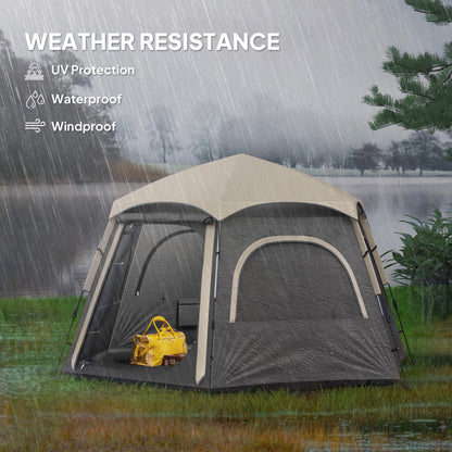 Instant Pop Up Camping Tent, 2/3/4 Person Easy Setup Dome Family Tent with Vestibule, Rainfly, 4 Mesh Windows & 2 Doors