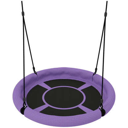 100cm Diameter Nest Seat for Kids with Height Adjustable Hanging Ropes for Outdoor, Playground, Garden, Purple