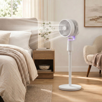 Pedestal Air Circulation Fan with Oscillating, Light Off, White