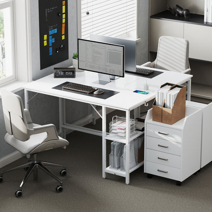 Computer Desk, with Power Sockets - White