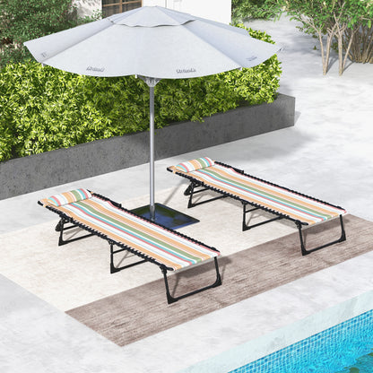 Set of Two Folding Sun Loungers, with Four-Position Backs - Multicoloured