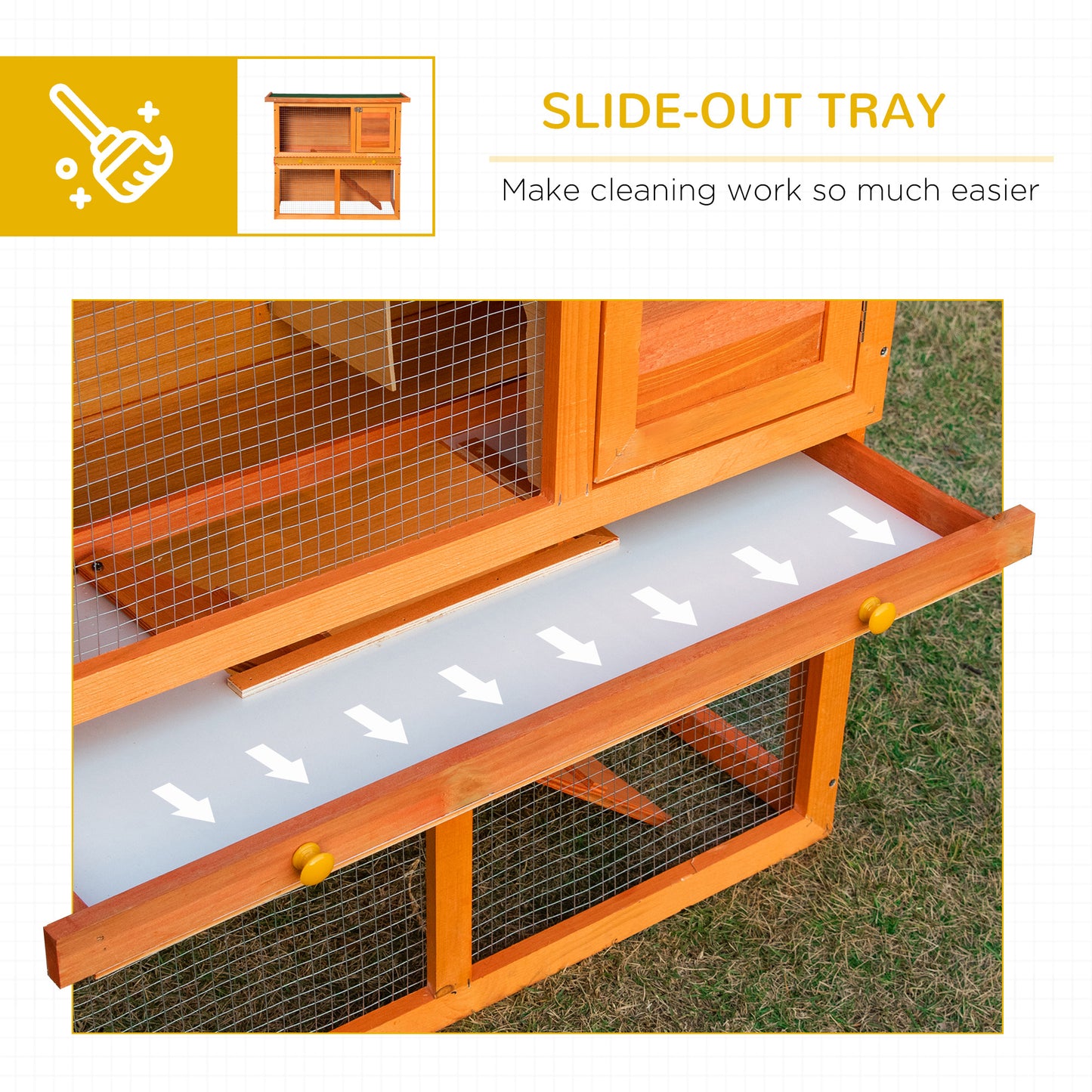 Two-Tier Rabbit Hutch, Wooden Outdoor Pet Cage, with Opening Top