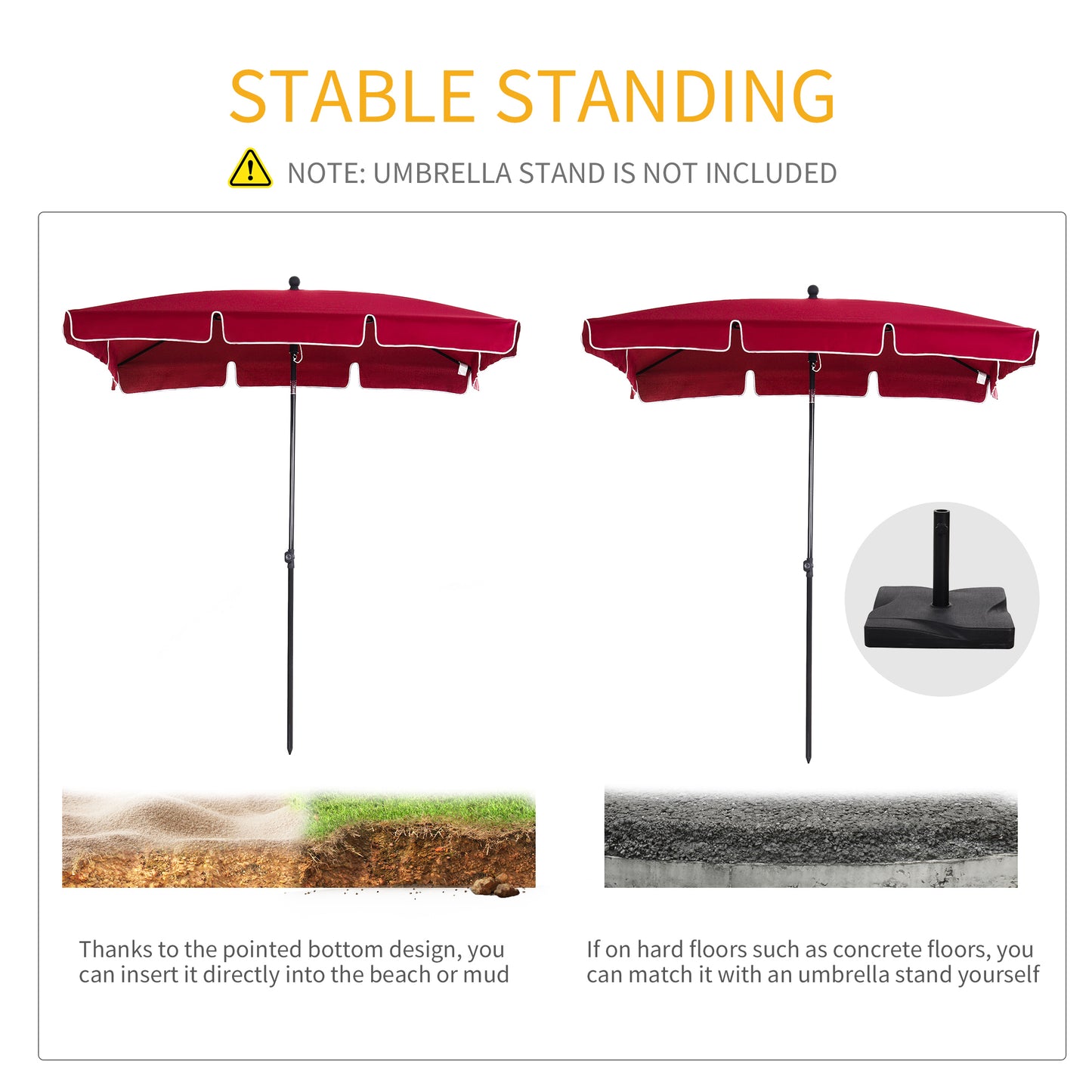 Garden Parasol Umbrella, Outdoor Market Table Umbrella with Ruffles & Aluminium Pole