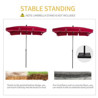 Garden Parasol Umbrella, Outdoor Market Table Umbrella with Ruffles & Aluminium Pole